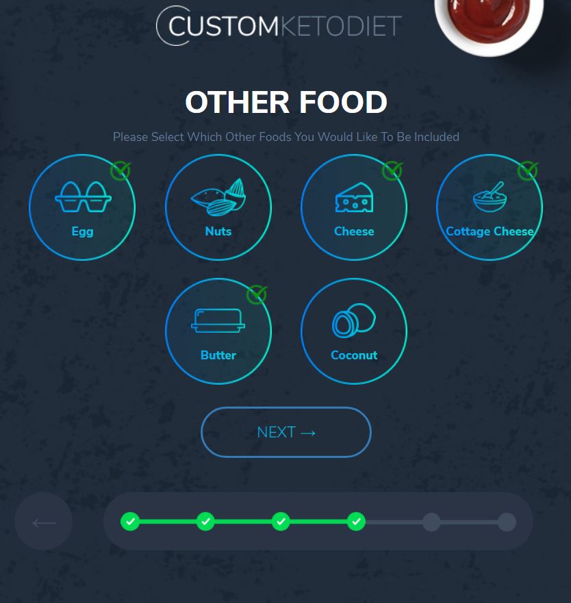 Custom Keto Diet Quiz - Other Foods